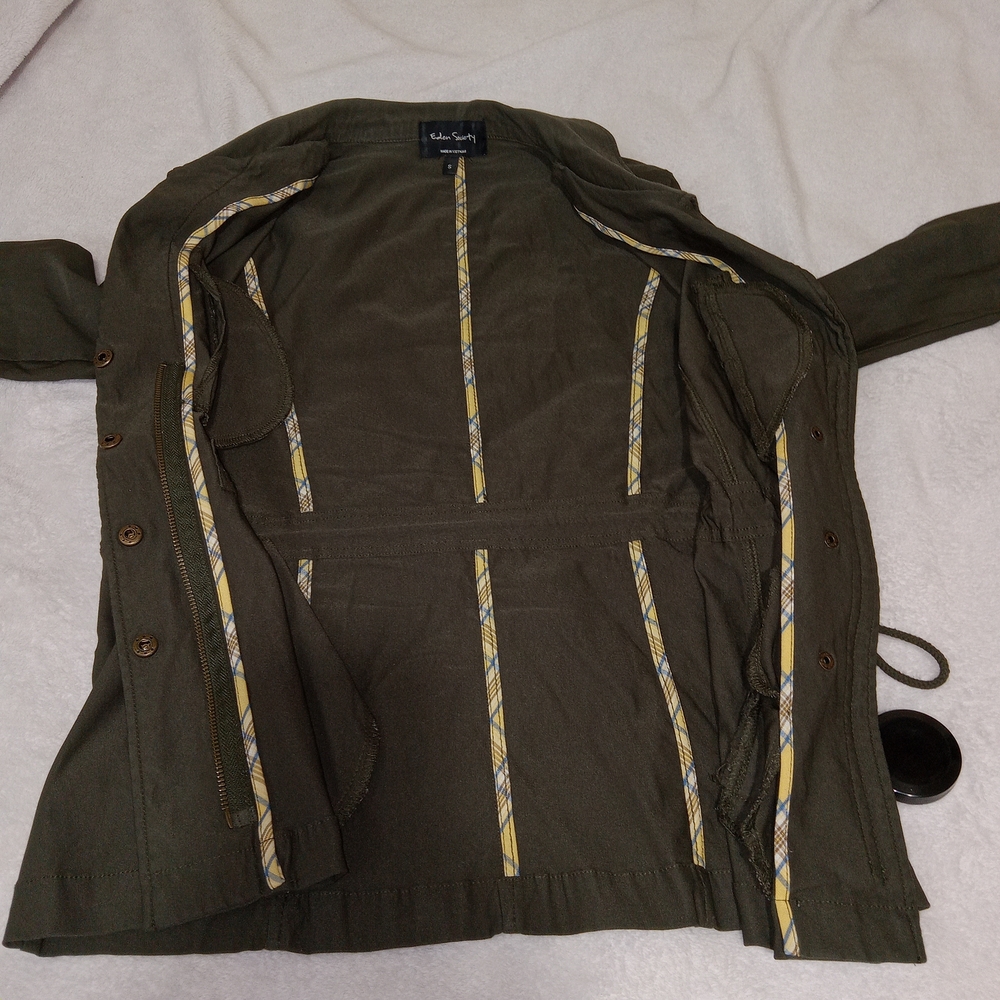 Eden Society Laysha Cargo Jacket Women Size Small Olive Military Utility - Picture 10 of 12